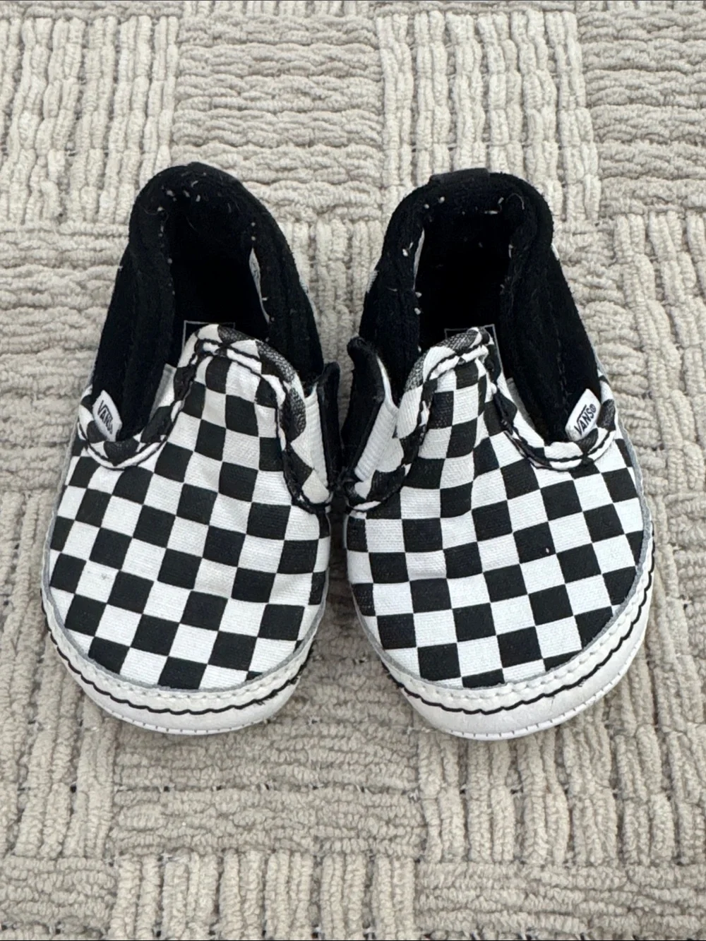 Vans Baby Checkerboard Slip-On Shoes - Black/White